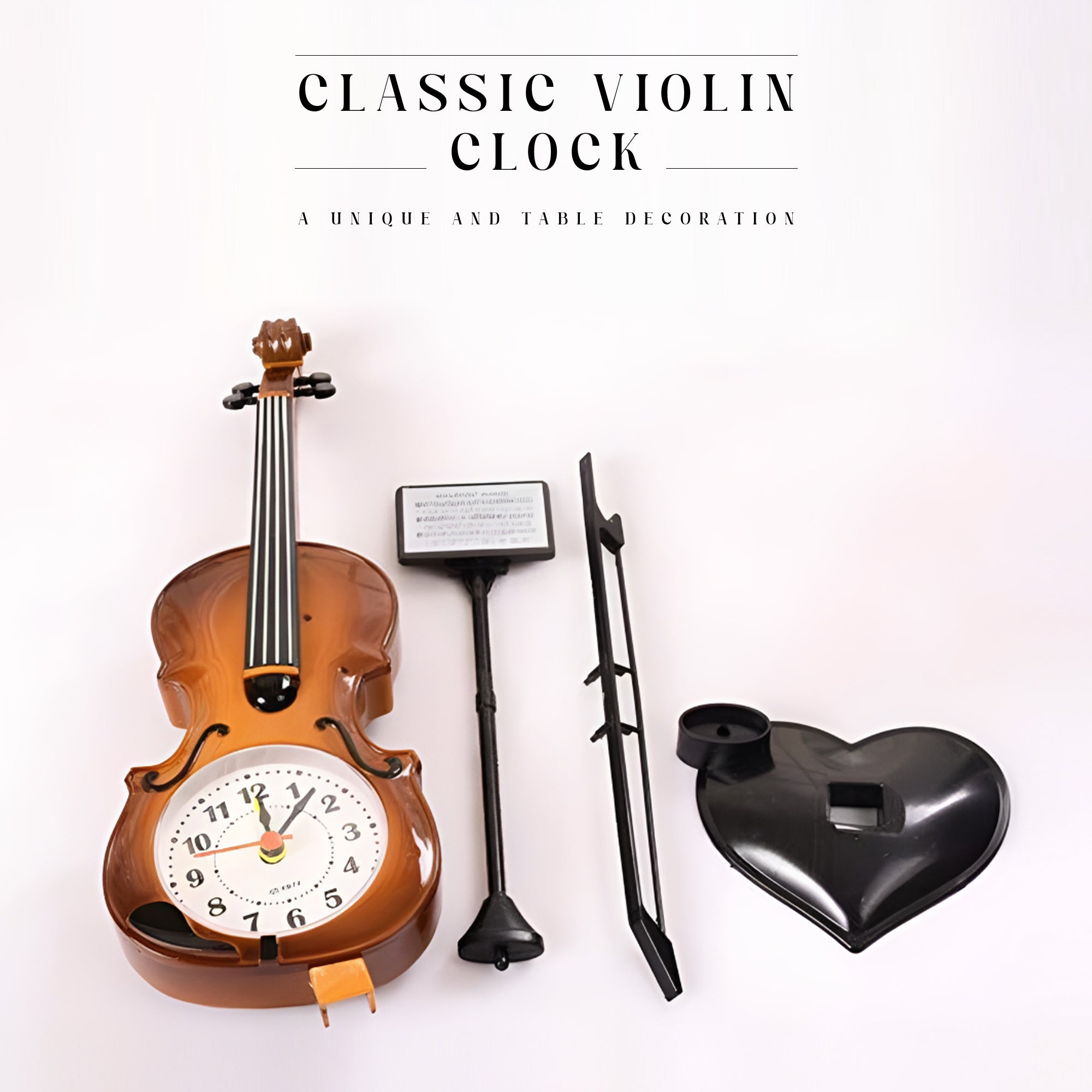 Violin Design Alarm Clock-Creative Bedside Clock for Music Lovers~5224-3