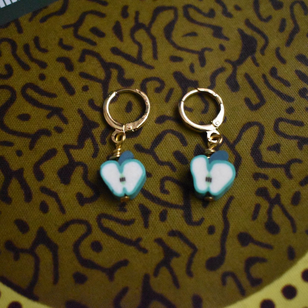Green Apple Fruit Huggie Earrings | by Ifemi Jewels-3