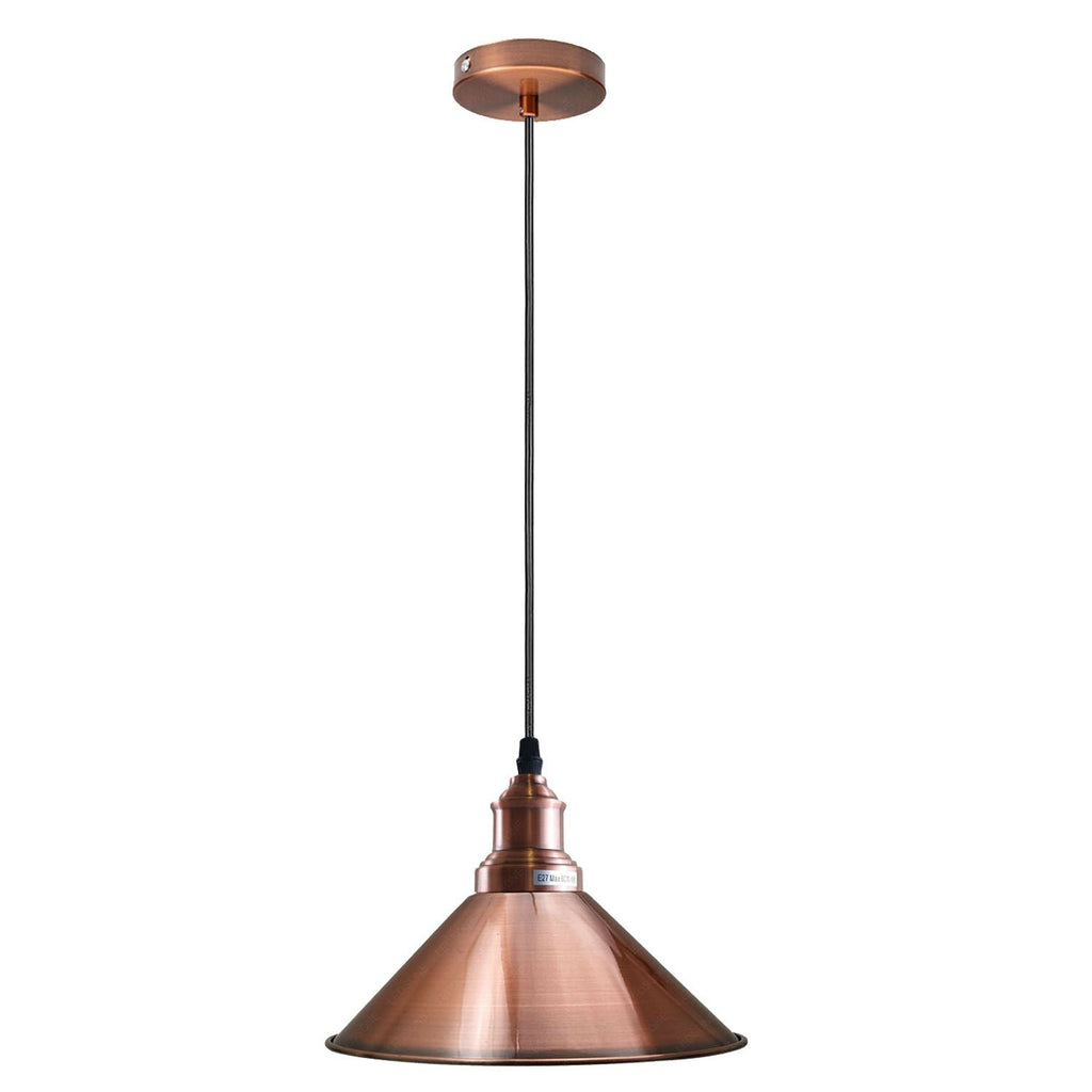 Industrial Vintage Pendant Light – Copper Metal Cone, E27 Holder~3815-4
