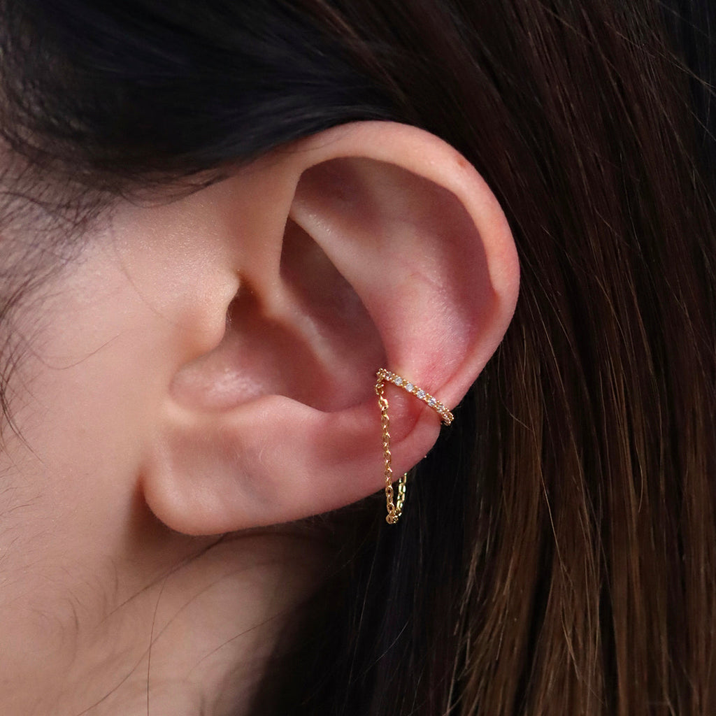 Sparkle Chain Drop Ear Cuff-1