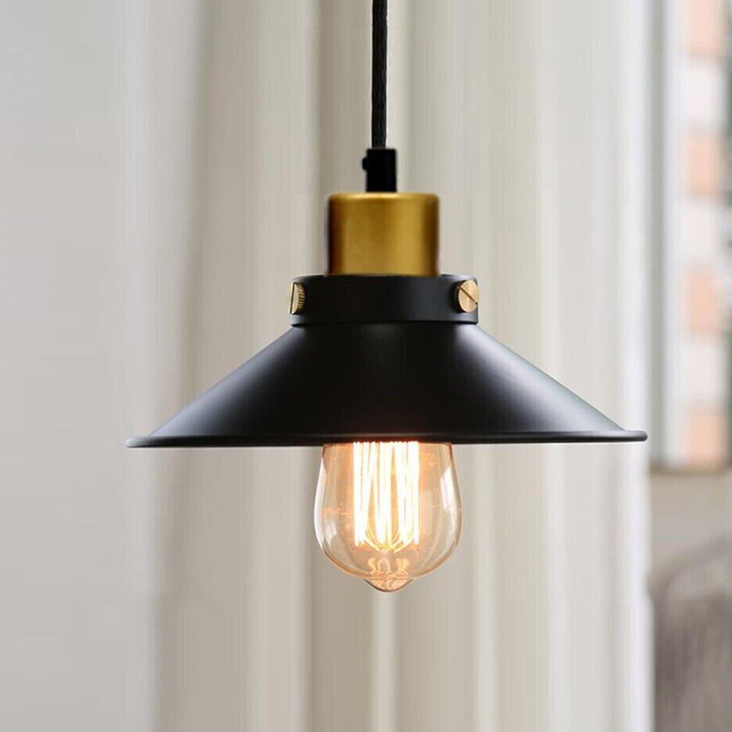 LEDSone industrial Vintage Retro Black Metal Cone Pendant Lighting ~2819-0