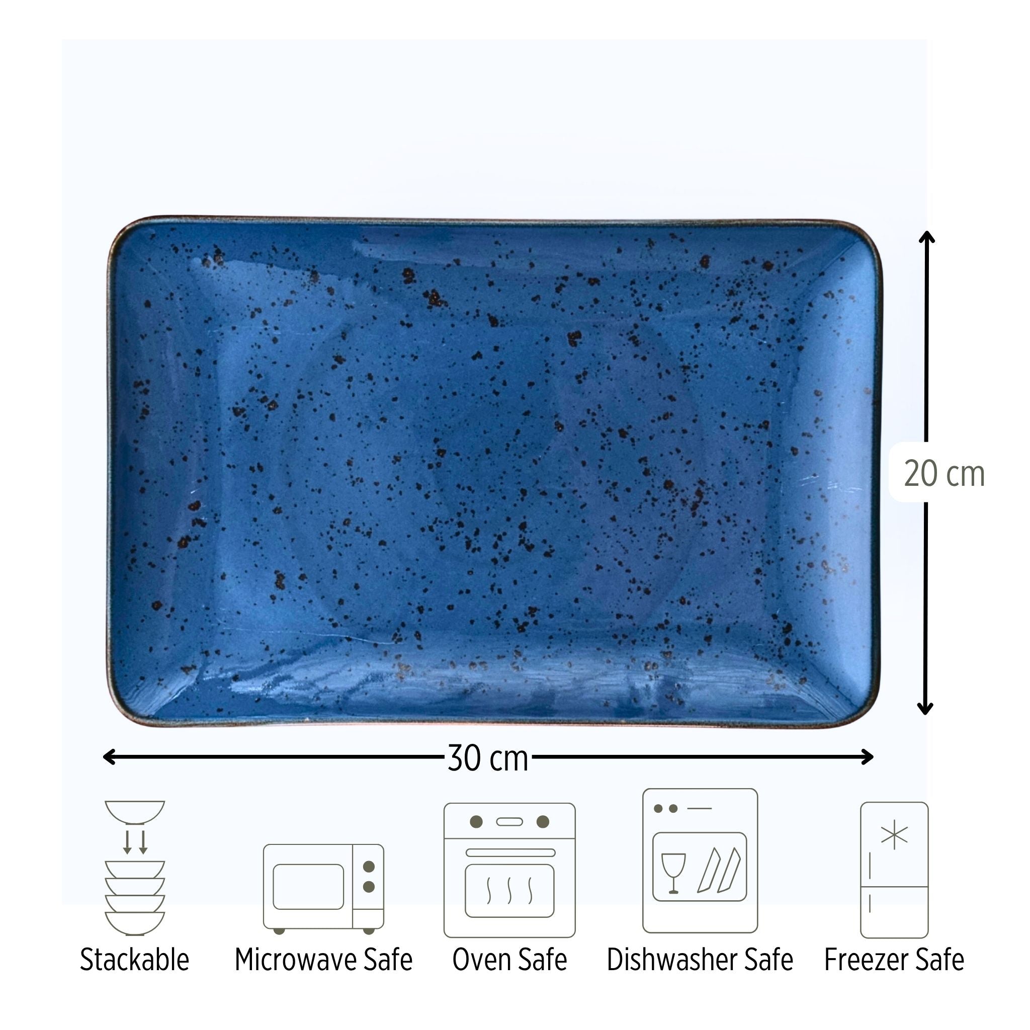 Porcelain Serving Plate – Fairlie, Blue – 30x20cm-3