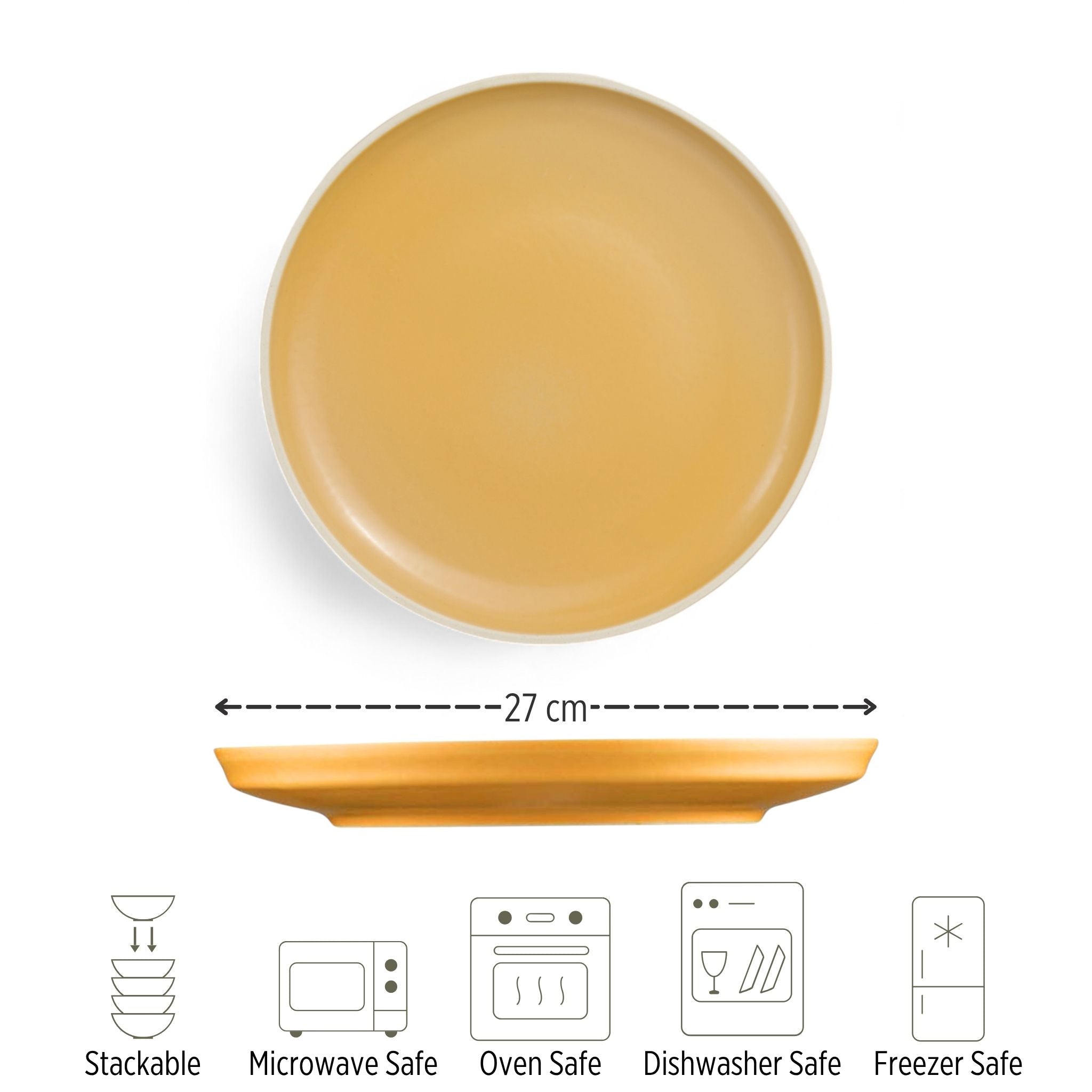 Porcelain Dinner Plate - Sanday Series, Yellow - 27cm Diameter-3
