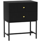 Elegant Two-Drawer Bedside Table - Black-0