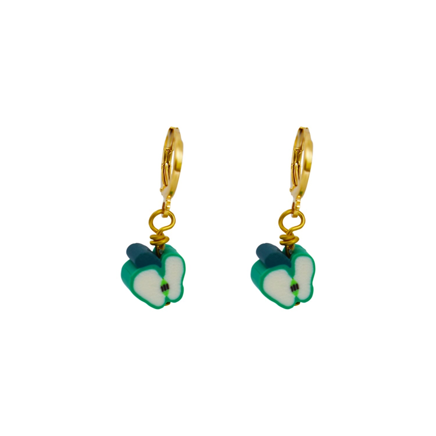 Green Apple Fruit Huggie Earrings | by Ifemi Jewels-2