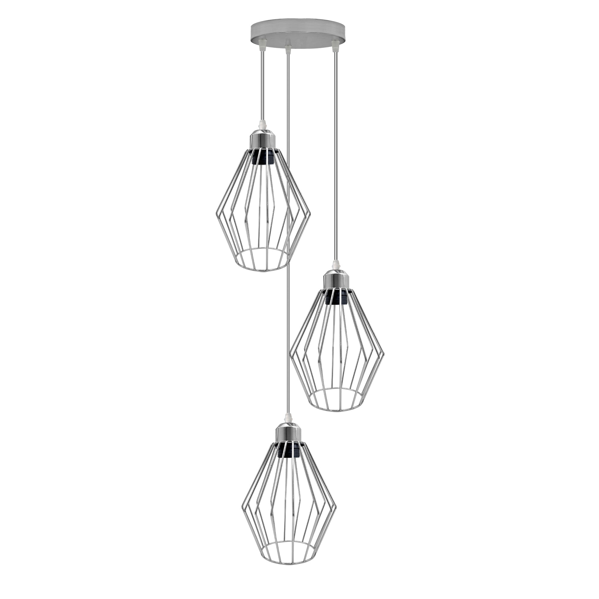 3-Light Cluster Pendant Light Black Cage Lighting fixture~ 5116-5