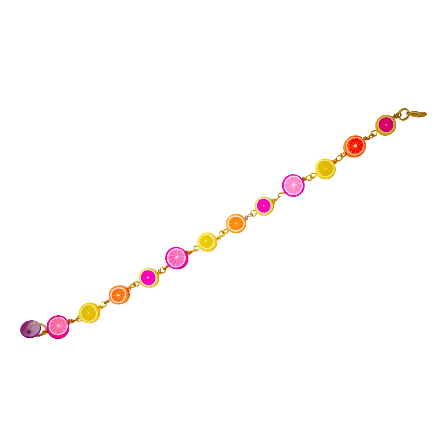 Citrus Bracelet, Lemon Orange Pink Grapefruit Charm Bracelet, Beaded Bracelet | by Ifemi Jewels-4