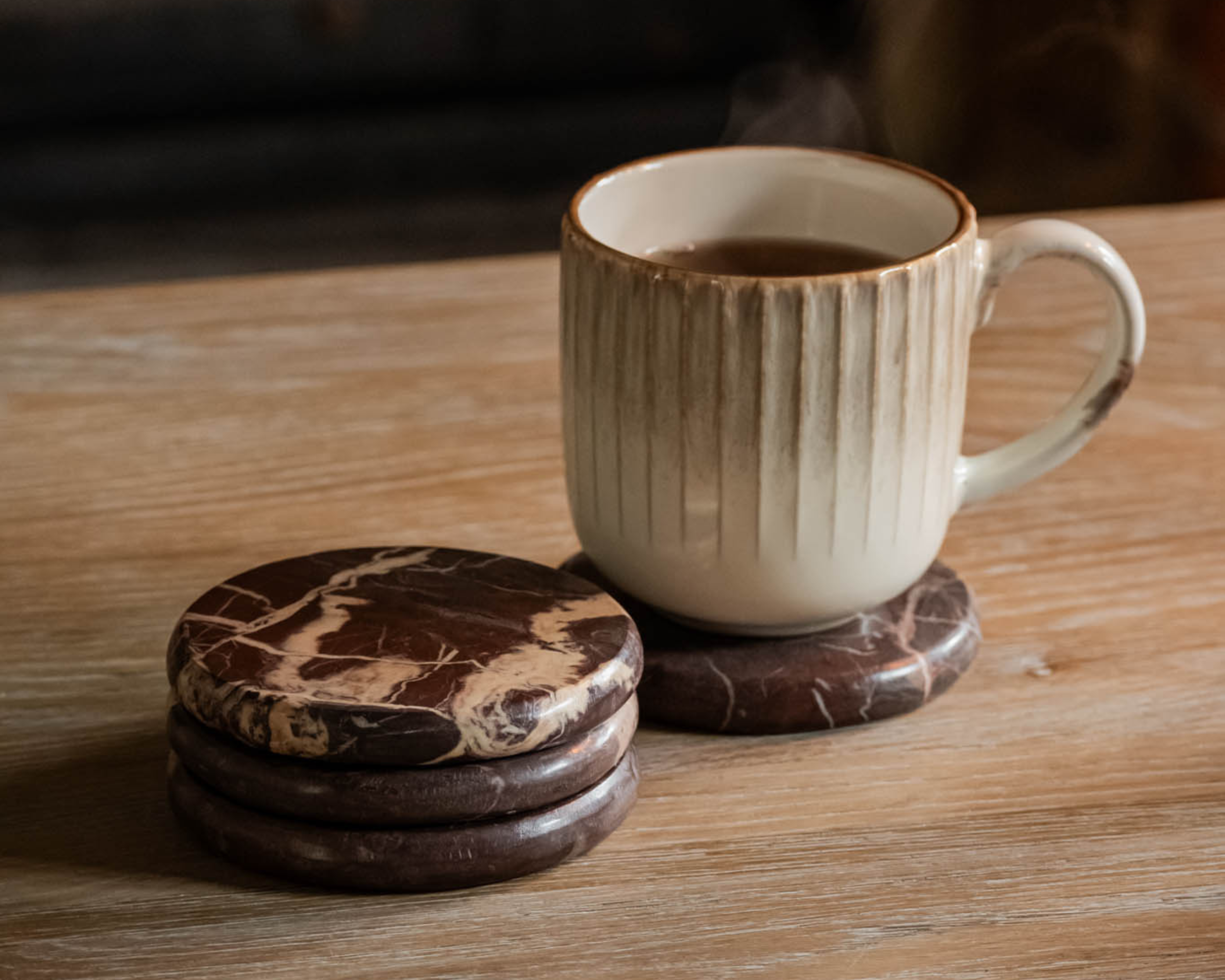 Eloise Rosso Levanto Polished Marble Coasters-0