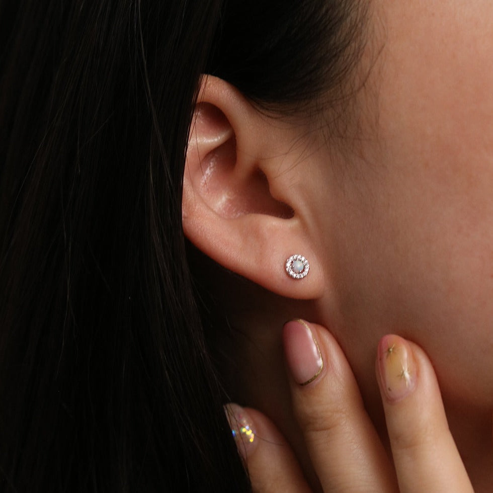 Opal cubic stud earrings-3