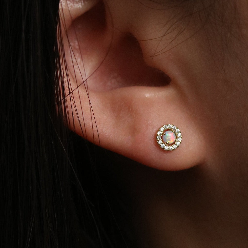 Opal cubic stud earrings-1