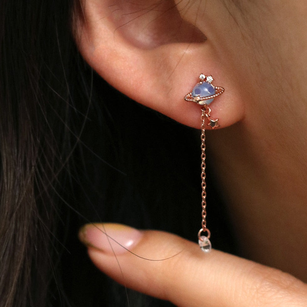 Moonstone saturn dangle earrings-1