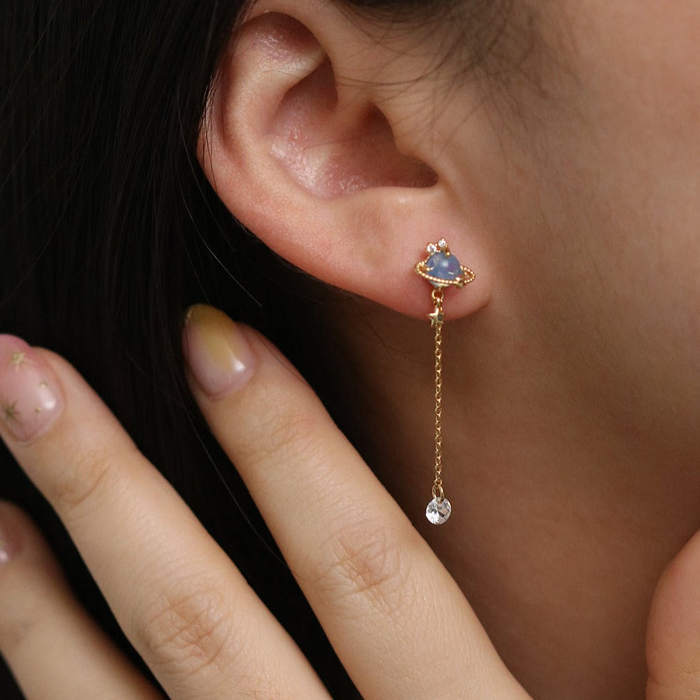 Moonstone saturn dangle earrings-3