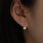 Heart pearl drop earrings-0