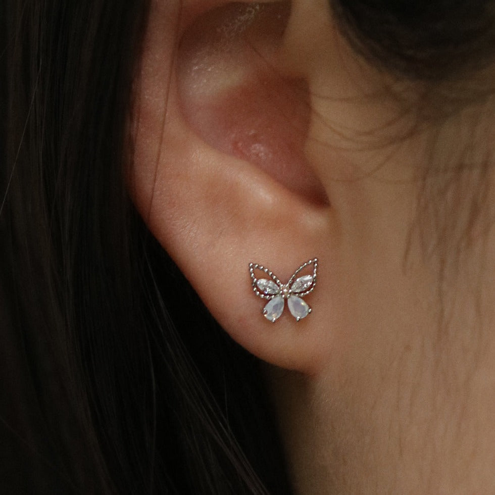 Moonstone butterfly stud earrings-1