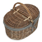Deep Antique Wash Oval Wicker Picnic Basket-4