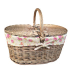 Deep Antique Wash Oval Wicker Picnic Basket-2