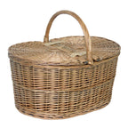 Deep Antique Wash Oval Wicker Picnic Basket-1