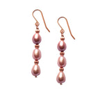 Pink Freshwater Pearl Earrings, Pearl Drop Earrings, Yellow 9k Gold earrings | by nlanlaVictory-0