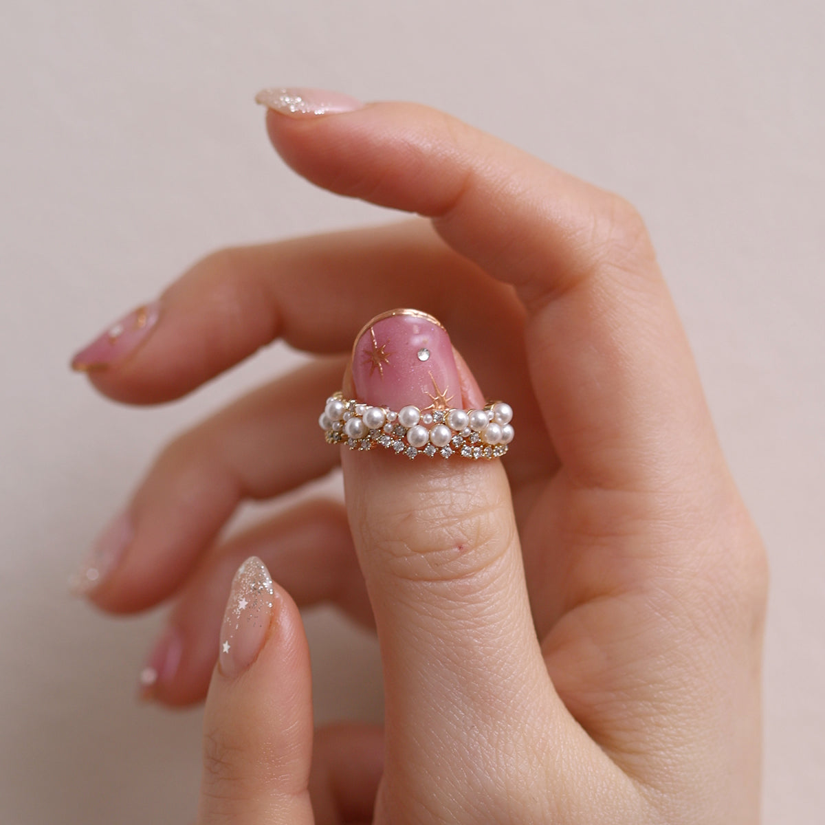 Bold cubic pearl ring-1