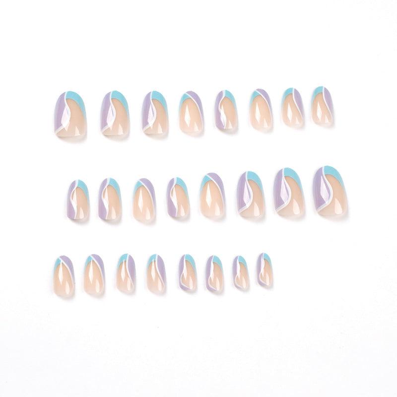 Press On Nails Almond Blue/Pink French