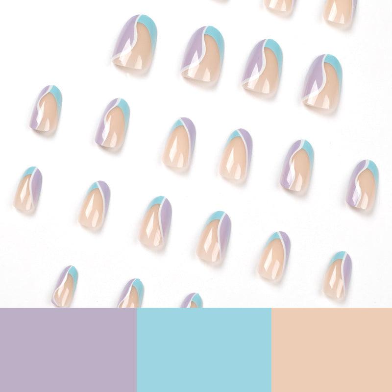 Press On Nails Almond Blue/Pink French