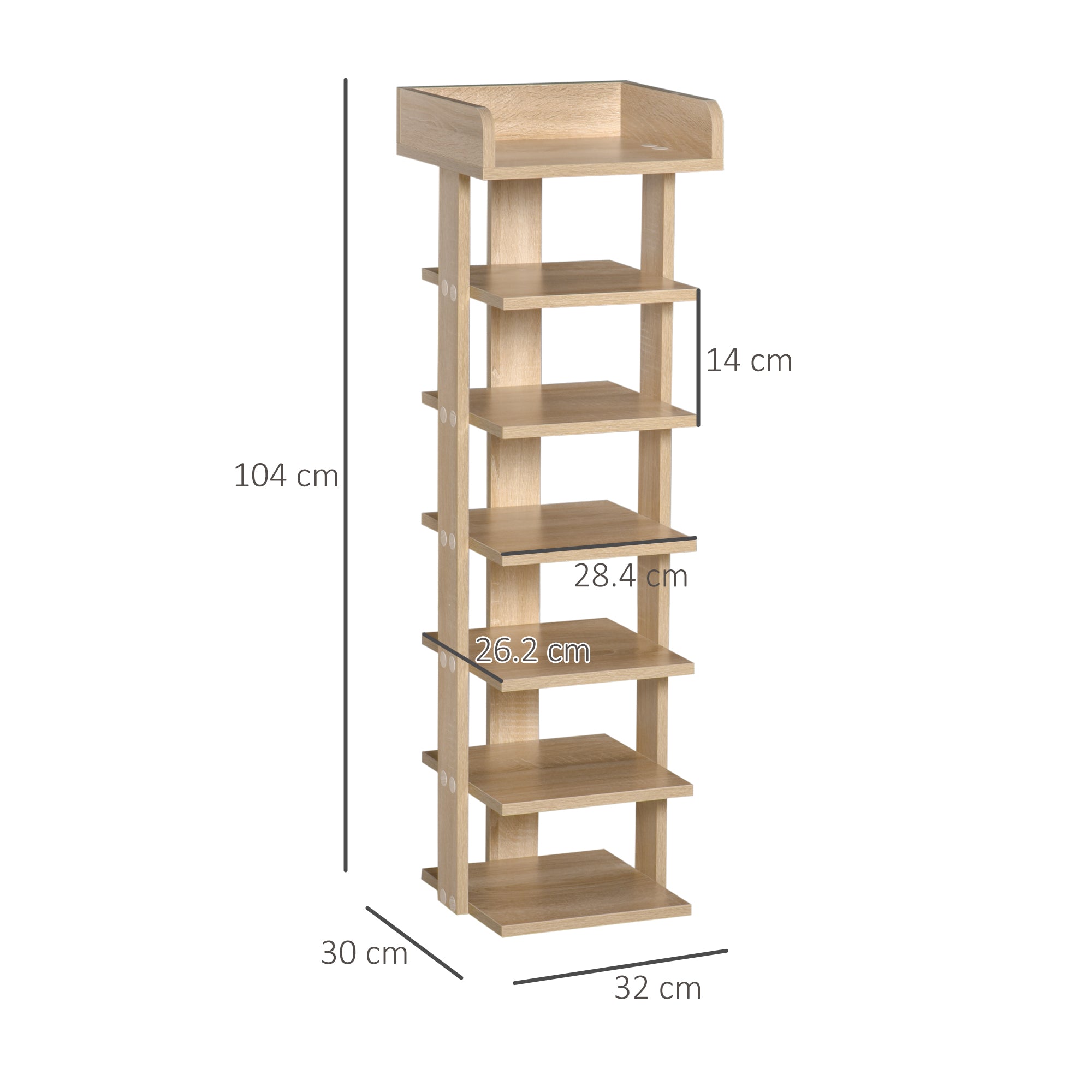 7 Tier Shoe Rack Organizer Storage Shelf Wooden Display Cabinet for Entryway Living Room Bedroom Oak-2