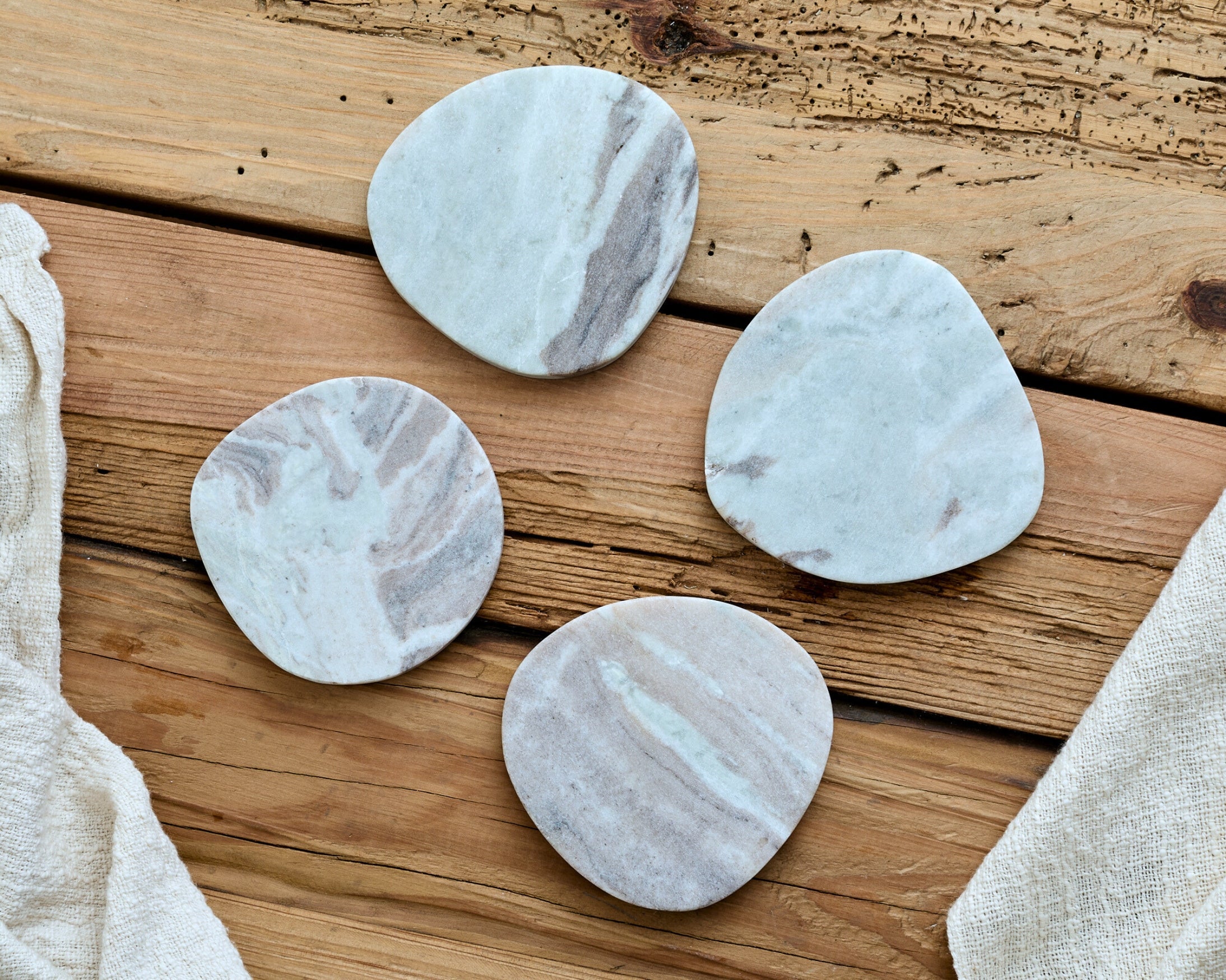 Amie Natural Polished Marble Coasters Irregular Shape-2