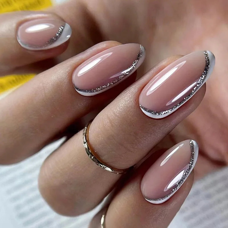 Medium-Length Acrylic Almond Press On Nails