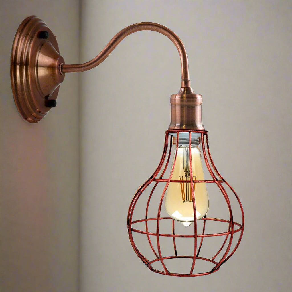 Modern Retro Industrial Metal Geometric Cage Wall Sconces ~5809-0