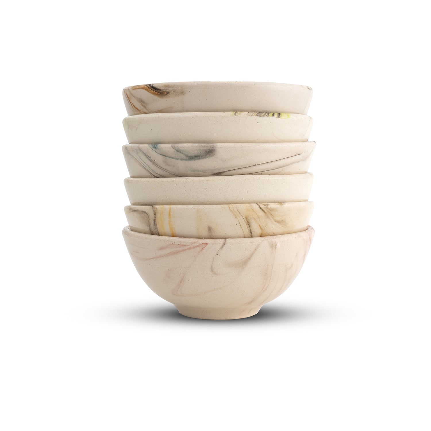 Set of 6 Ceramic Dip Bowls – Colonsay | Mocha, Marble Bloom – 8cm-4