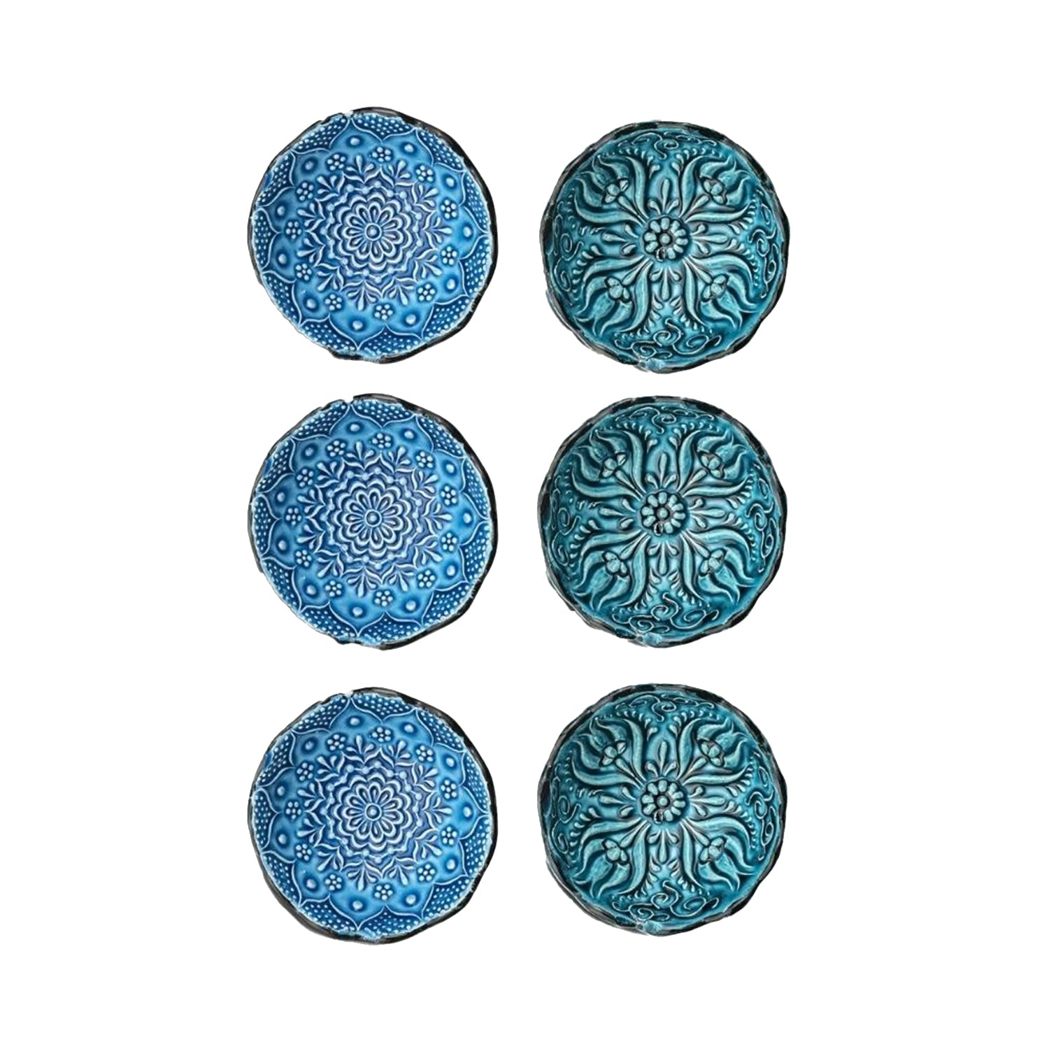 Set of 6 Ceramic Dip Bowls – Iznik, Aegean Whirl – 8cm-2