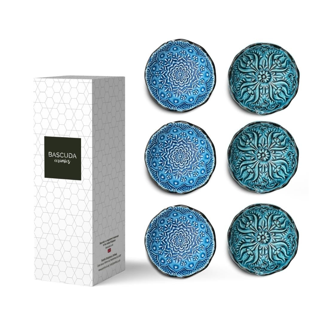 Set of 6 Ceramic Dip Bowls – Iznik, Aegean Whirl – 8cm-4