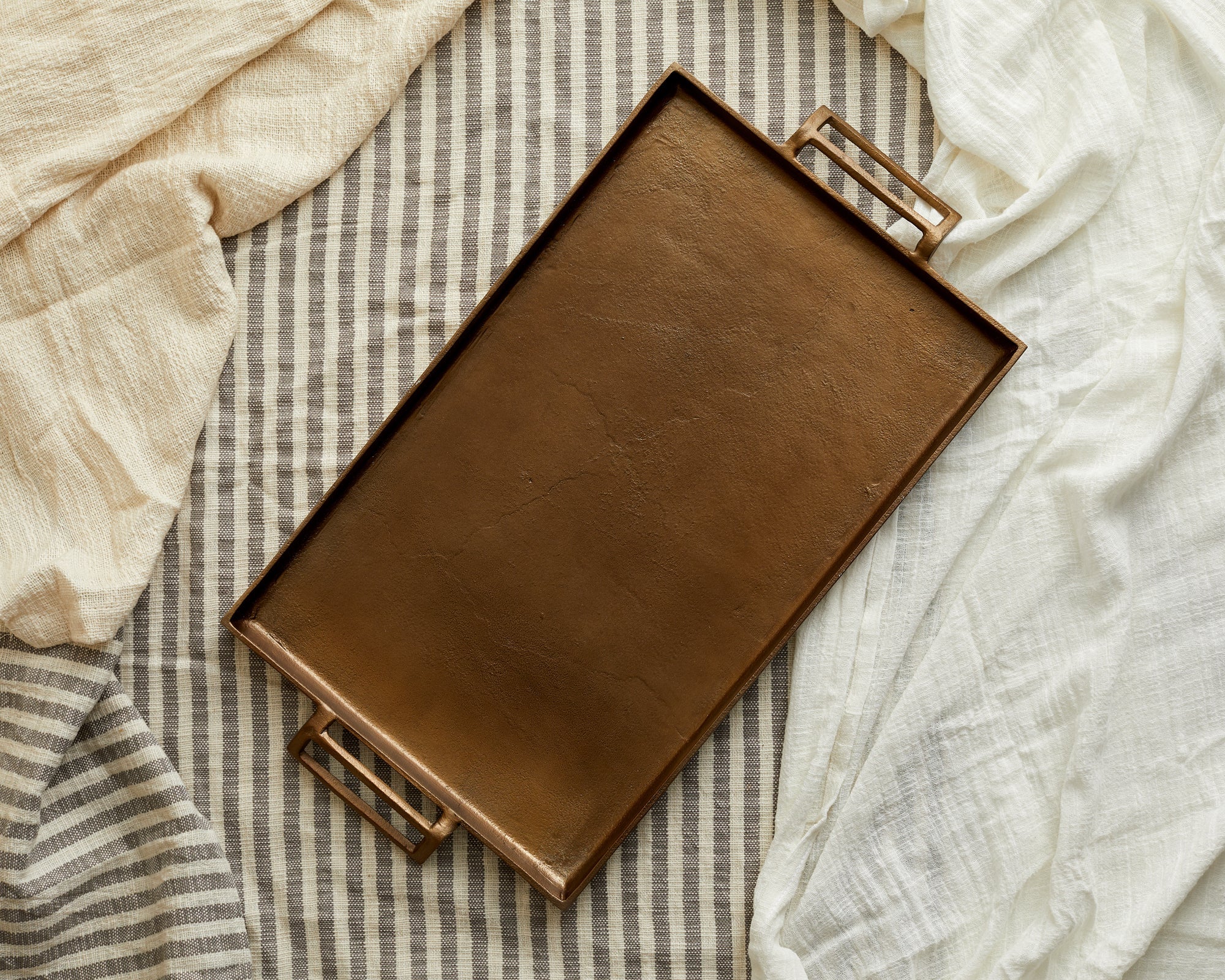 Lousine Rustic Bronze Finish Rectangular Serving Tray-0