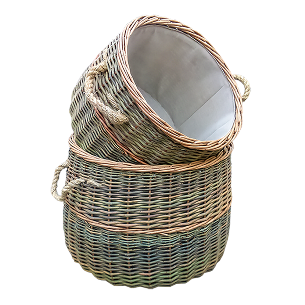 Set of 2 Wicker Country Log Basket Set-0
