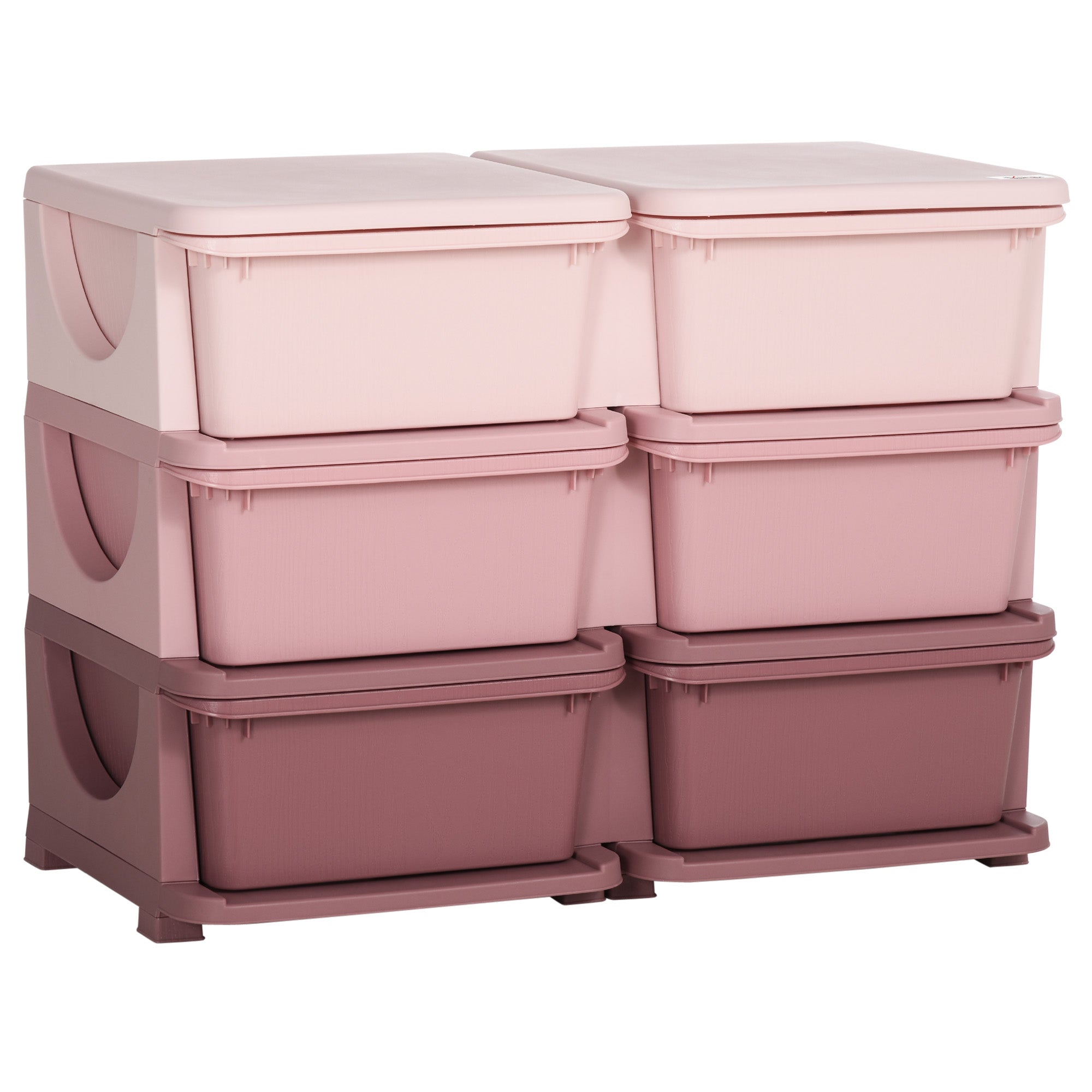 Kids Storage Units with 6 Drawers, 3 Tier Kids Toy Storage Organizer, Vertical Dresser Tower for Nursery Playroom Kindergarten, Pink-0