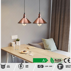 Industrial Vintage Pendant Light – Copper Metal Cone, E27 Holder~3815-1