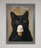 Black Cat Ice Cream Framed Wall Art