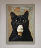 Black Cat Ice Cream Framed Wall Art