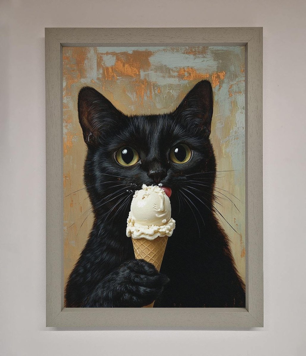Black Cat Ice Cream Framed Wall Art