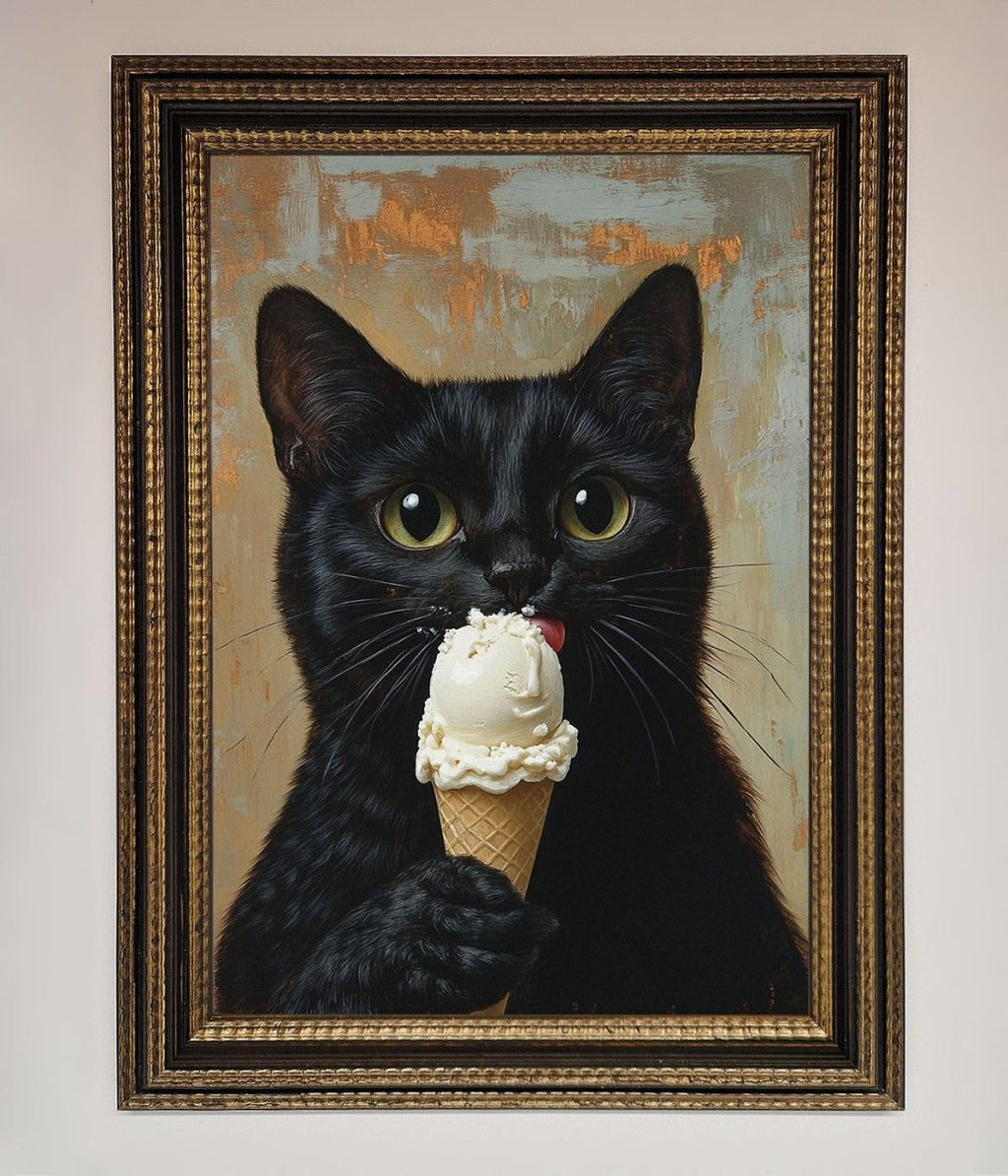 Black Cat Ice Cream Framed Wall Art