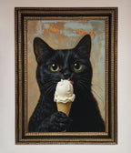 Black Cat Ice Cream Framed Wall Art