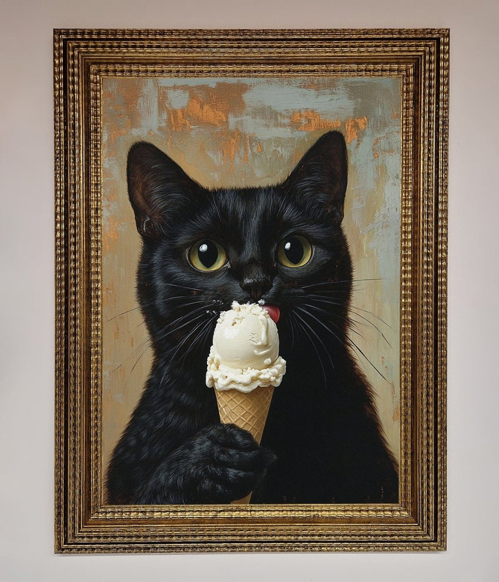 Black Cat Ice Cream Framed Wall Art