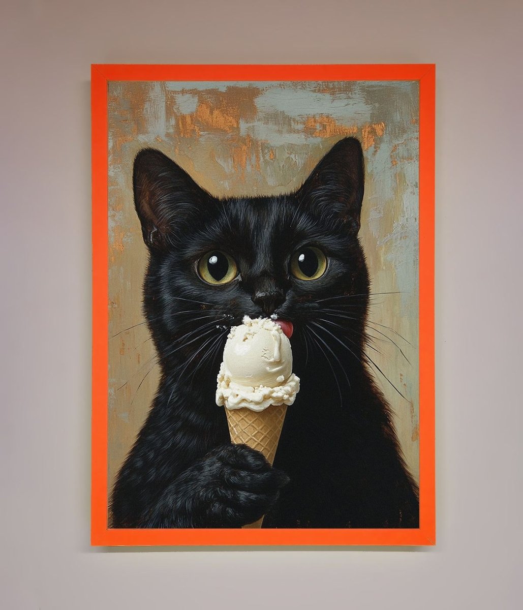 Black Cat Ice Cream Framed Wall Art