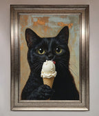 Black Cat Ice Cream Framed Wall Art