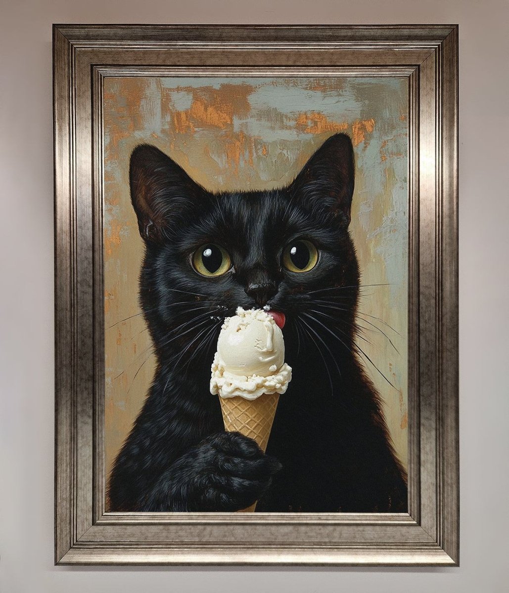 Black Cat Ice Cream Framed Wall Art