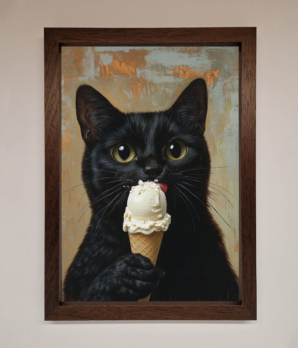 Black Cat Ice Cream Framed Wall Art