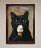 Black Cat Ice Cream Framed Wall Art
