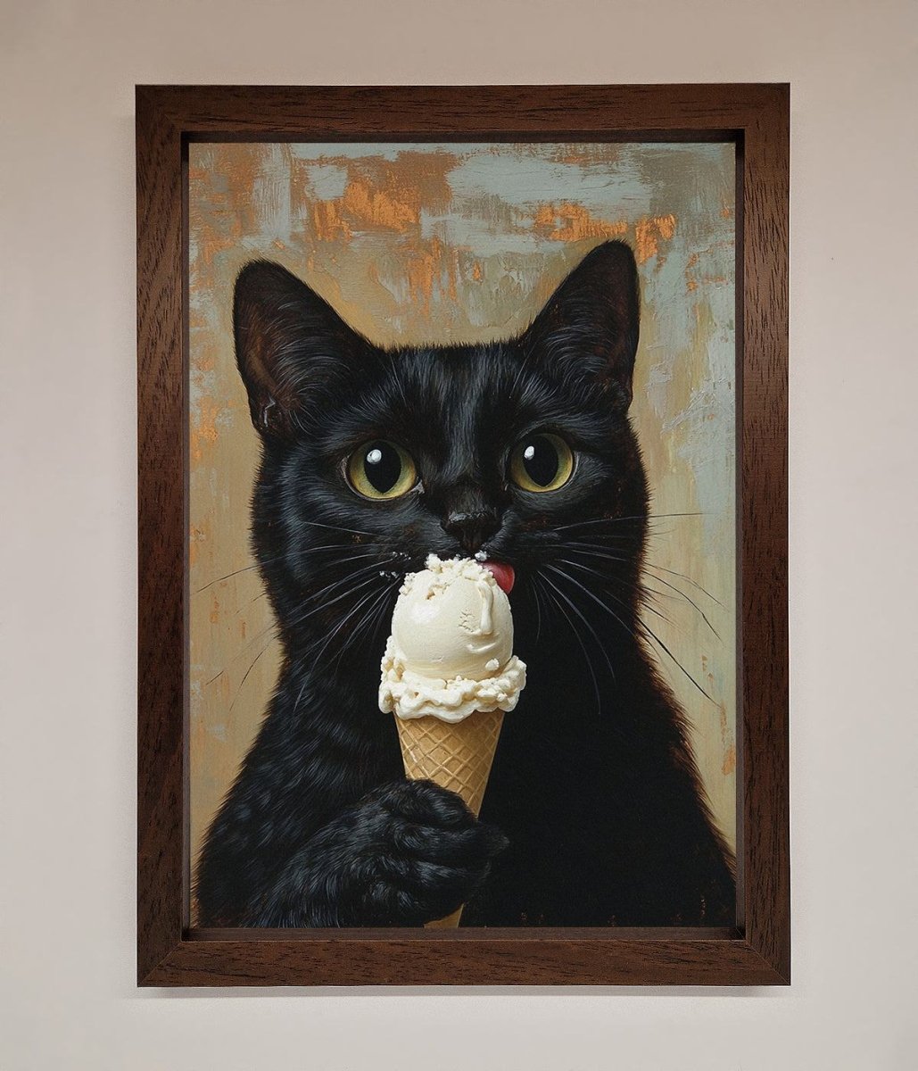 Black Cat Ice Cream Framed Wall Art