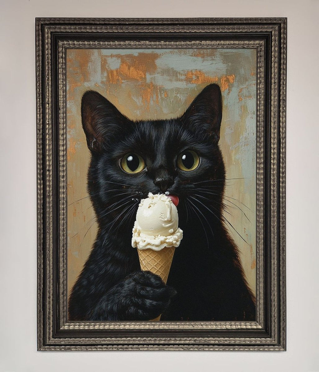 Black Cat Ice Cream Framed Wall Art
