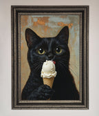 Black Cat Ice Cream Framed Wall Art